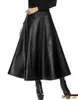 LuxuryWinter Pu Leather Skirts Women Maxi Long Womens High Waist Slim Autumn Vintage Pleated Black Xl Xxl