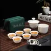 Set da tè Cucina Sala da pranzo Bar Set da giardino per la casa Set da viaggio cinese Kung Fu Tè Tazza portatile in ceramica Servizio di porcellana Gaiwan Otzjs