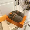 Wool Baotou Open Heel Slippers in Autumn and Winter Fashion Straight with Teddy Wool Decoration Anti thick Bottom Full Package 35-42