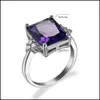 Bagues de grappe Bagues de grappe Anillos Yuzuk Bague en pierres précieuses naturelles fines 925 Sterling Sier Fiançailles Mariage Bleu Violet Zircon Pour Wom Dhwyz