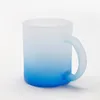 US Warehouse 11oz Sublimation Frosted Gradient Glass Mugs Thermal Transfer Blank Glass Tumbler with Handle DIY Coffee Water Bottle B6