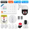 Alarmsystemen Kerui Tuya Smart WiFi GSM -beveiligingssysteem werkt met Alexa Home Burglar Motion Detector Smoke Door Window Sensor IP Camera 221101