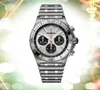 Najlepsze marka Męskie Stopwatch zegarki 42 mm Designer Designer Clock Kalendarz kwarcowy ze stali nierdzewnej All the Crime Eleganckie zegarek Montre de lukse prezenty