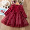 Vestidos de meninas Meninas Vestido de inverno de Natal para crianças Princesa de lantejoulas de lantejoulas de manga comprida