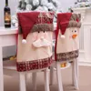 Chair Covers 1PC Christmas Back Cloth Cover Snowflake Plaid Santa Claus Holiday Party Decor Dining Kitchen Year 2023