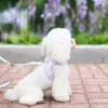 Dog Collars Pet Chest Harness Vest-style Lattice Breathable Leash Small Teddy Walking Rope And Collar Set