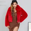 Winter Faux Fur Jacket Women Luxury 2022 Female Full Sleeves Plush Red White Black Fox Fur Coat for Lady Girl