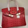 Alligator Designer Sac À Main Véritable Femmes En Cuir Femme Embrayage Litchi Motif Pochette Rouge Togo avec Or Matériel 30 Totes