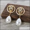 Stud Trendy Micro Pave Kristall Cz Gold Grün Auge Leopard Kopf Charme Baumeln Ohrringe Für Frauen Schmuck Luxus Geschenk Er1112 Drop Liefern Dh1Wp