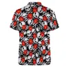 Men's Polos Sugar Skull Print Casual Polo Shirts Red Flowers T-Shirts Short Sleeve Custom Shirt Day Trending Oversized Clothes Birthday Gift