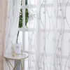 Rideaux transparents brodés modernes, pour salon, fenêtre en Tulle rayé, chambre à coucher, stores en Voile de cuisine