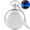 Pocket Watches Fashion Starry Sky Blue Dial Retro Smooth Face Quartz Titta Steampunk Necklace Pendant Analog souvenir present f￶r m￤n kvinnor