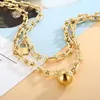 Collana girocollo in lega color oro moda per donna uomo lucchetto a sfera in acciaio inossidabile collor gioielli regalo