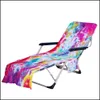 Stol täcker slipsfärgad strandstol ER med sidopocken Colorf Chaise Lounge Handduk för solstolsolsol Suthing Garden RRD5811 Drop Dh23V