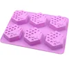 6-Cavity Honeycomb Silicone Soap Mold DIYチョコレートケーキハンドメイドソープキャンドルパーティーベーキングツールホームデコレーションMJ1008