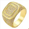 Cluster Rings Cluster Rings Square Micro Pave For Men Women Iced Out Cubic Zirconia di alta qualità con portagioie Hip Hop Jewerly Gi Dhxsg