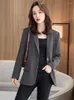 Damskie garnitury Blazers Solidna warstwowa marca luźna elegancka moda retro High Street All-Match Spring Confight Tops 2022