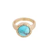 Rose Quartz Gem Fashion Turquoise Stone Ohlites Anelli Oro Color Finger Rings for Women Gioielli Parte regalo
