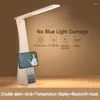 Table Lamps 3 Modes Led Desk Lamp With Temperature Display Alarm Clock Dimmable Touch Foldable Reading Light Eye Protection