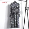 Casual Dresses Corduroy High Elastic Waist Vintage Dress A-line Style 2022 Winter Women Full Sleeve Floral Print Feminino 25 Colors