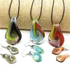 Boucles d'oreilles de collier Set Fashion 3set Glass Murano Floral Feuille Pendre Jewelry