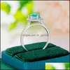 Anelli a grappolo Anelli a grappolo Paraiba Tourmaline Gemstone Ring per le donne Solid 925 Sterling Sier Japanese Stone Wedding Brides Gift Si Dhpfo