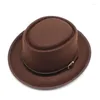 Bérets femmes feutre chapeaux large bord Fedoras pour fête de mariage porc tarte Fedora chapeau disquette Triby Base