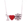 Halsketten mit Anhänger Sportliche Halskette „I Love Baseketball-Muster“-Charm, gutes Geschenk für Sportler, schöne Tropfen aus Zinklegierung mit Kristallen