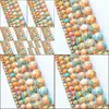 Turquoise 8 mm Natural Yellow Blue Rainbow Pierres Round Spacer Perles en vrac pour collier Bracelet Charmes bijoux 4 mm 6 mm 10 mm 12 mm Dro DHBQH