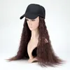 Tapas de pelota Meetlife Baseball Cap con peluca de extensión larga Cabello sintético sintético Curly Travel Beach Sombrero