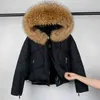 Janveny Real Ratcoon Fur Capinon de veste en bas pour femmes Hiver 90% CHEAU CHEF FEMME FEMME PARKAS PARKAS DUVERSE 211119