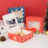 Gift Wrap 10/5Pcs Christmas Cookie Box With Window Candy Chocolate Biscuit Packaging Boxes Xmas Wrapping Year Party Treat
