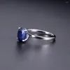 Klaster Pierścienie Klejnot Balet Classic 2.02ct Oval Natural Blue Sapphire Wedding Pierdzie