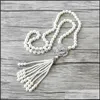 Pendant Necklaces Camellia Shape Zircon Charm Pendant Cz Micro Pave Natural Shell Pearl Beads Tassels Women Jewelry Necklace Nk520 D Dhlwp