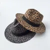 Berets Woollen Leopard-print Top Hat - Stylish Flat-brimmed Jazz Mens Fedora