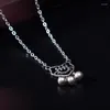 Цепи китайский Lucky Lock Bell Vintage Woman Женщина 925 Серебряное серебряное серебро Наклэйс Ювелирные украшения подвеска для женщин подарок для женщин