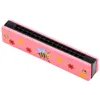 Wood Plastic Harmonica Education Toys 16 Holes Fun Row Double Row Musical Toy Kids Exhibant Educational Music Learning Toy Children Dift 12 Color