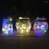 Strings Solar Light Garland Mason Bottle met deksel 20Led Copper Wire kleurrijke Fairy Lights String For Party Wedding Decor Kerstmis Kerstmis