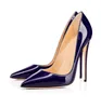 Women's High Heels Luxury Genuine Leather Pumps Pointed Toe Woman Dress Shoes Lady Wedding Party Shoes Sexy Small Heel Office Shoe 6 8 10 12CM Plus Size 44