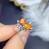 Bagues de cluster Mexique Natural Orange Fire Opal Ring Poire 5x7mm 925 Sterling Silver Bride Promesse pour les femmes