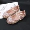 Atletische schoenen Meisjes Leer kinderen Casual sneakers Kinderjurk Flats Crystal Rhinestone Parels parels kralen met Butterfly Princess Wedding