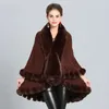 Halsdukar Fashion Double Layer Handcraft Fur Cape Shawl Long Stick Cashmere Poncho Coat Wraps Faux Pashmina Cloak Women Winter3606097