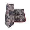 Cravates Hooyi Hommes Cravate Set Slim Floral Pocket Square Fashion Nice Cravate Mouchoir