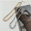 Choker Silver Italian Solid Figaro Link Gold Chain Halsband f￶r kvinnliga damer Daintychunky PaperClip Jewelry Set