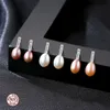 Requintado micro conjunto de zirc￣o de ￡gua doce p￩rola brincos de garanh￣o feminina j￳ias moda coreana temperamento lady s925 brinco de agulha de prata presente de acess￳rio