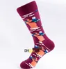 Luxuryman Character Fashion Jacquard Socks Combed Cotton Causal Happy Socks Mid-calf Colorful Socks with Finger Brids Falls Axe Geometric Figure