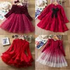 Vestidos de meninas Meninas Vestido de inverno de Natal para crianças Princesa de lantejoulas de lantejoulas de manga comprida