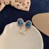 Dangle Earrings Oshoplive Vintage Geometric Portrait Pearl For Women Blue Figure Baroque Style Stud Trendy 2022