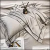 寝具セット寝具セット刺繍セットエジプト綿600TCシルキーキルトERソフト羽毛布団豪華なフラット/フィットベッドシートピローケースDR DHBCP