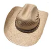 Boinas feitas de palha personalizadas na Europa Ocidental e no chapéu de cowboy dos Estados Unidos viagens solar protetor solar rafi enrolado à mão à mão